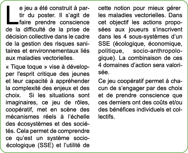 Le jeu a t  construit   partir du poster. Il s’agit de faire prendre conscience de la difficult  de la prise de d ci...