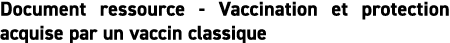 Document ressource Vaccination et protection acquise par un vaccin classique