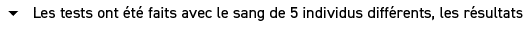  � Les tests ont t  faits avec le sang de 5 individus diff rents, les r sultats 