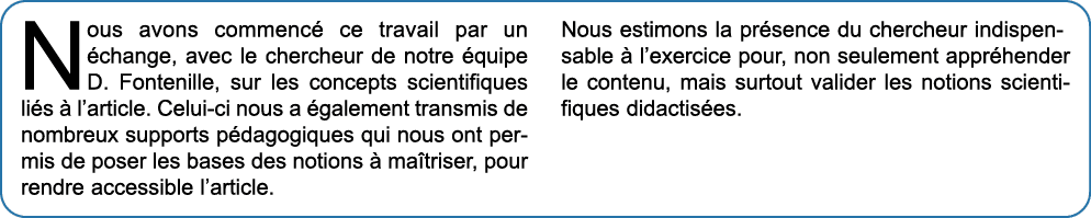 Nous avons commenc ce travail par un  change, avec le chercheur de notre  quipe D. Fontenille, sur les concepts scie...