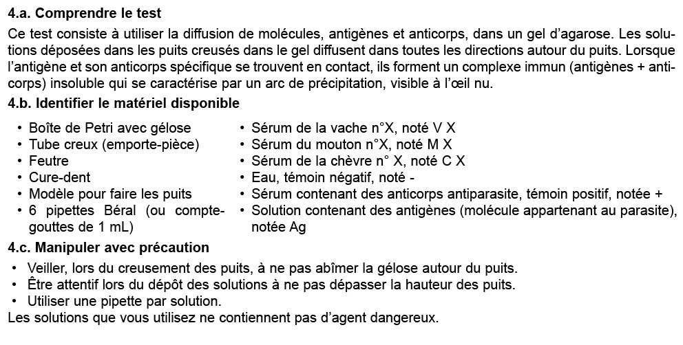 4.a. Comprendre le test Ce test consiste  utiliser la diffusion de mol cules, antig nes et anticorps, dans un gel d’...