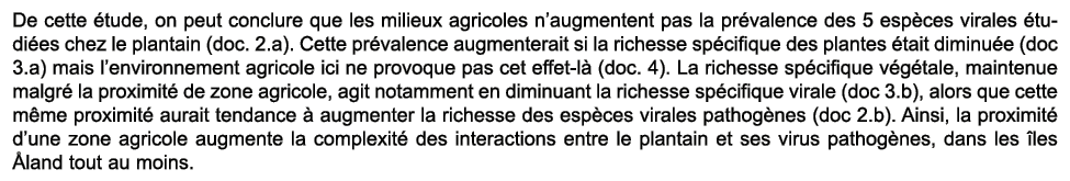 De cette tude, on peut conclure que les milieux agricoles n’augmentent pas la pr valence des 5 esp ces virales  tudi...