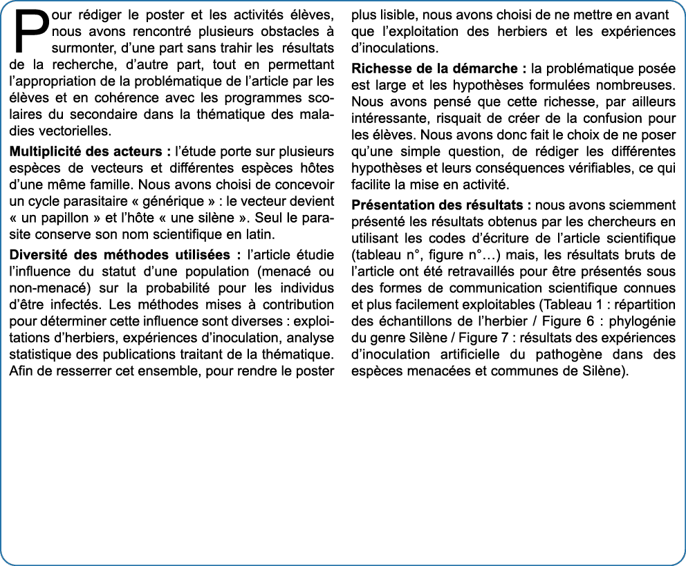 Pour r diger le poster et les activit s l ves, nous avons rencontr  plusieurs obstacles   surmonter, d’une part sans...