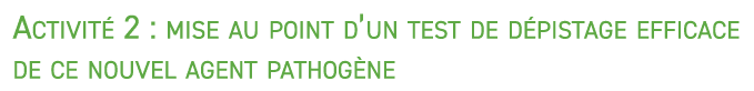 Activit 2 : mise au point d’un test de d pistage efficace de ce nouvel agent pathog ne