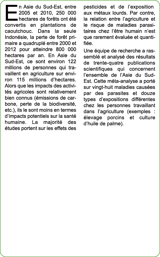 En Asie du Sud Est, entre 2005 et 2010, 250 000 hectares de for ts ont t  convertis en plantations de caoutchouc. Da...