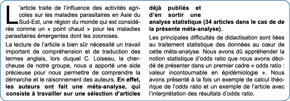 L’article traite de l’influence des activit s agricoles sur les maladies parasitaires en Asie du Sud Est, une r gion ...