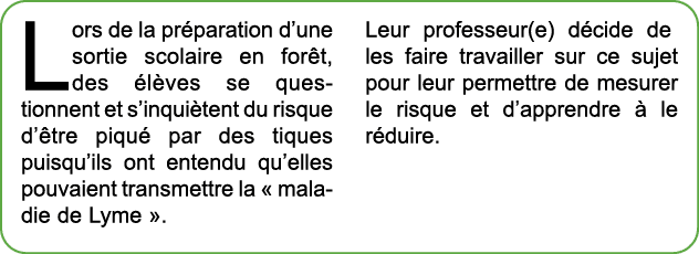 Lors de la pr paration d’une sortie scolaire en for t, des l ves se questionnent et s’inqui tent du risque d’ tre pi...