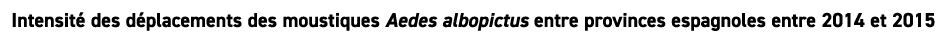 Intensit des d placements des moustiques Aedes albopictus entre provinces espagnoles entre 2014 et 2015