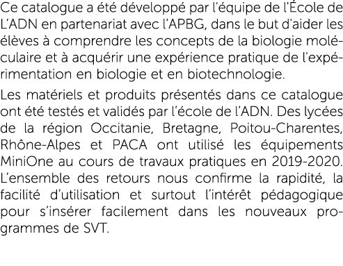Ce catalogue a t  d velopp  par l' quipe de l' cole de L’ADN en partenariat avec l’APBG, dans le but d'aider les  l ...