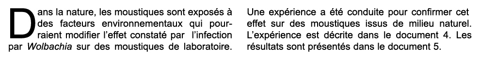Dans la nature, les moustiques sont expos s  des facteurs environnementaux qui pourraient modifier l’effet constat  ...