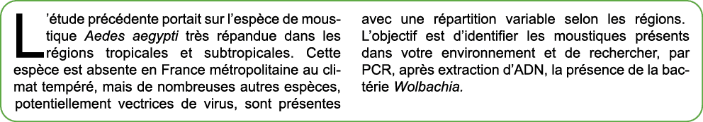 L’ tude pr c dente portait sur l’esp ce de moustique Aedes aegypti tr s r pandue dans les r gions tropicales et subtr...