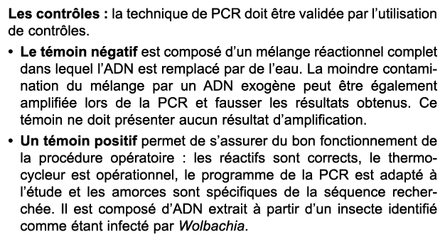 Les contr les : la technique de PCR doit tre valid e par l’utilisation de contr les. • Le t moin n gatif est compos ...