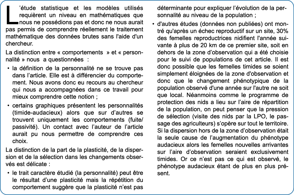 L  tude statistique et les mod les utilis s requi rent un niveau en math matiques que nous ne poss dions pas et donc    