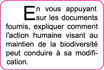 En vous appuyant sur les documents fournis, expliquer comment l'action humaine visant au maintien de la biodiversit     