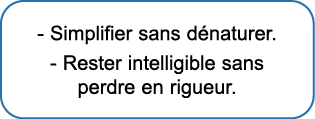 - Simplifier sans d naturer  - Rester intelligible sans perdre en rigueur 