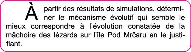   partir des r sultats de simulations, d terminer le m canisme  volutif qui semble le mieux correspondre   l  volutio   