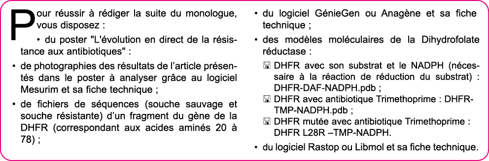 Pour r ussir   r diger la suite du monologue, vous disposez : du poster   L' volution en direct de la r sistance aux    