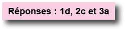 R ponses : 1d, 2c et 3a