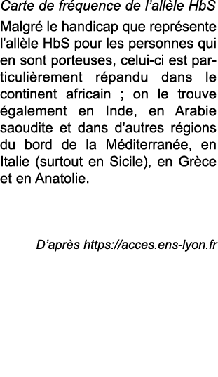 Carte de fr quence de l all le HbS Malgr  le handicap que repr sente l'all le HbS pour les personnes qui en sont port   